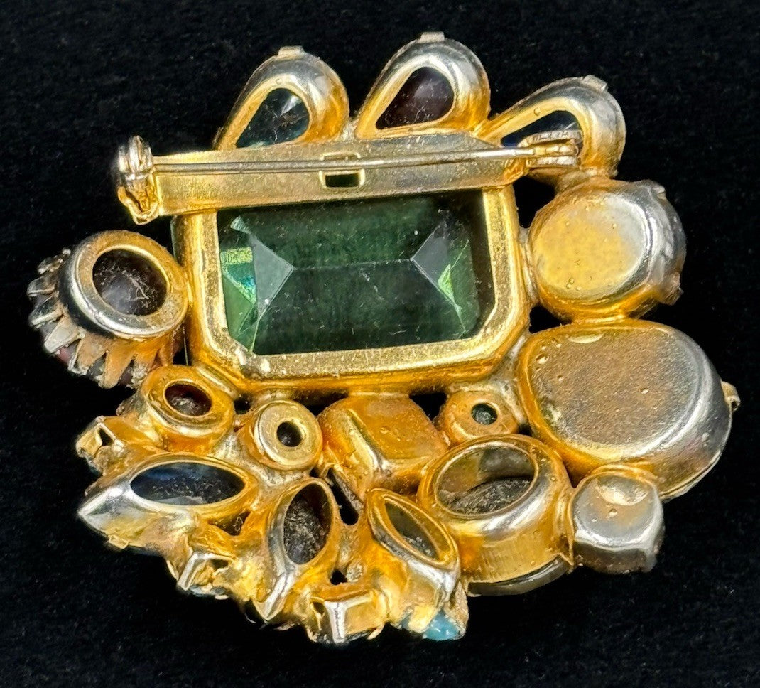 Vintage Luxury Glass Brooch Fruit Salad Cabochons Designer Style
