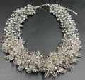 Aldo Silver Tone Statement Cluster Necklace Sparkly Glass Beads