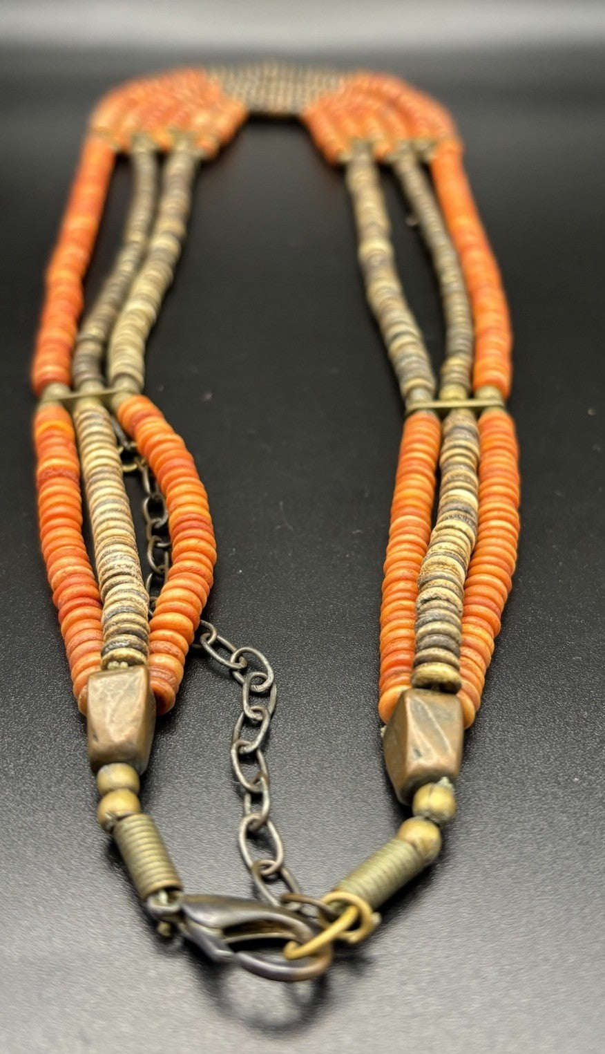 Vintage Tribal Multi Strand Beaded Statement Necklace Boho Ethnic