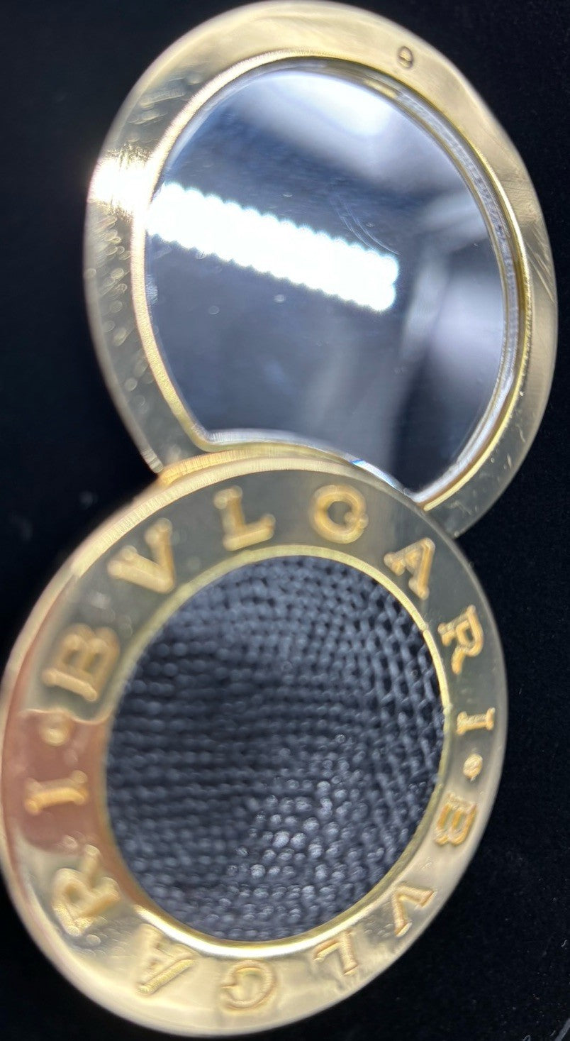 BVLGARI Round Slide Mirror Gold Tone 1 Piece Set.