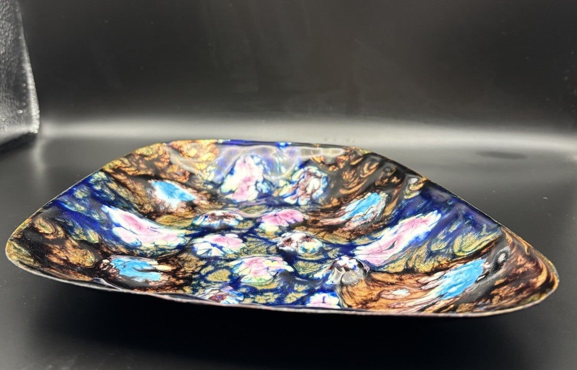 Esmaltes Garcia Enamel Copper Dish MCM Abstract Spain Vintage Art