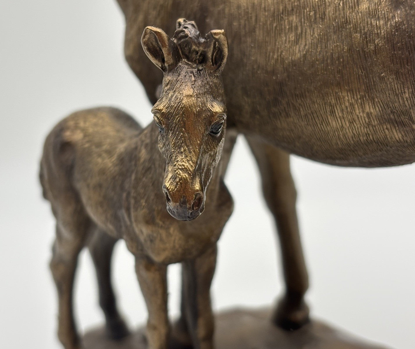 Vintage Leonardo Bronzed Mare & Foal Horse Sculpture Equestrian Figurine