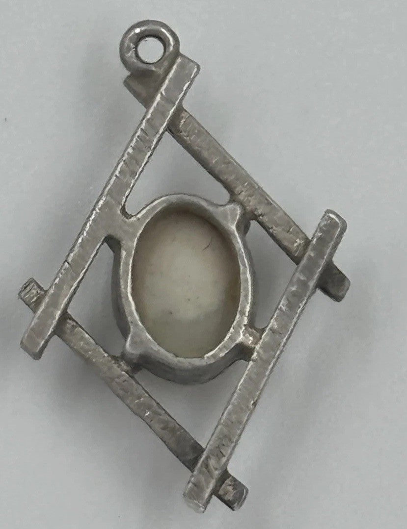 Vintage Sterling Silver Natural Opal Pendant Crystal Opal Multi Fire Cabochon