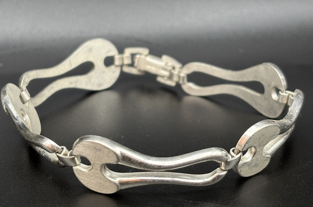 Vintage ROM 925 Sterling Silver Modernist Link Bracelet Mexico 19.5cm