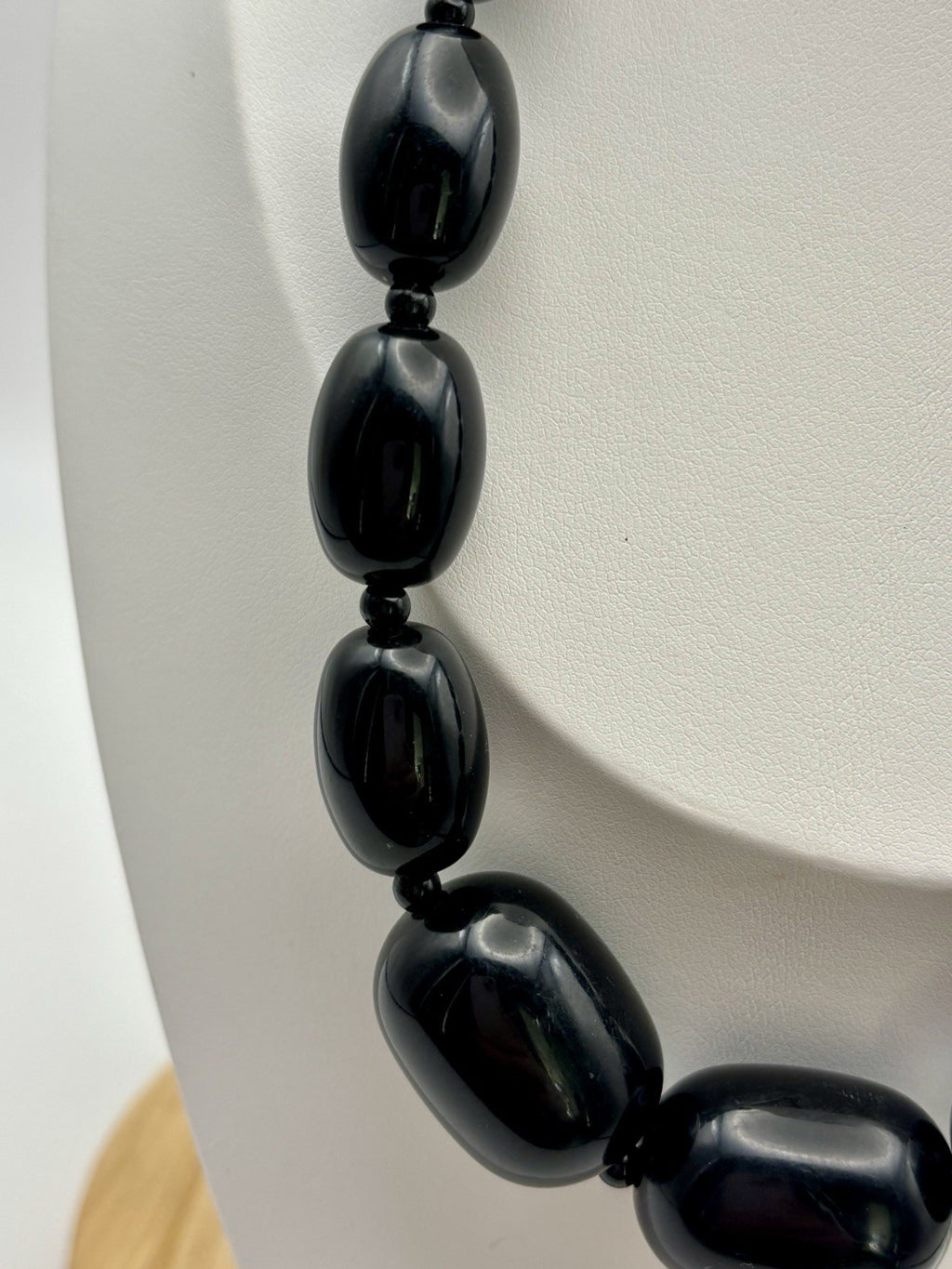 Vintage Black Chunky Bead Necklace Bold Statement Retro 90s Fashion Jewelry