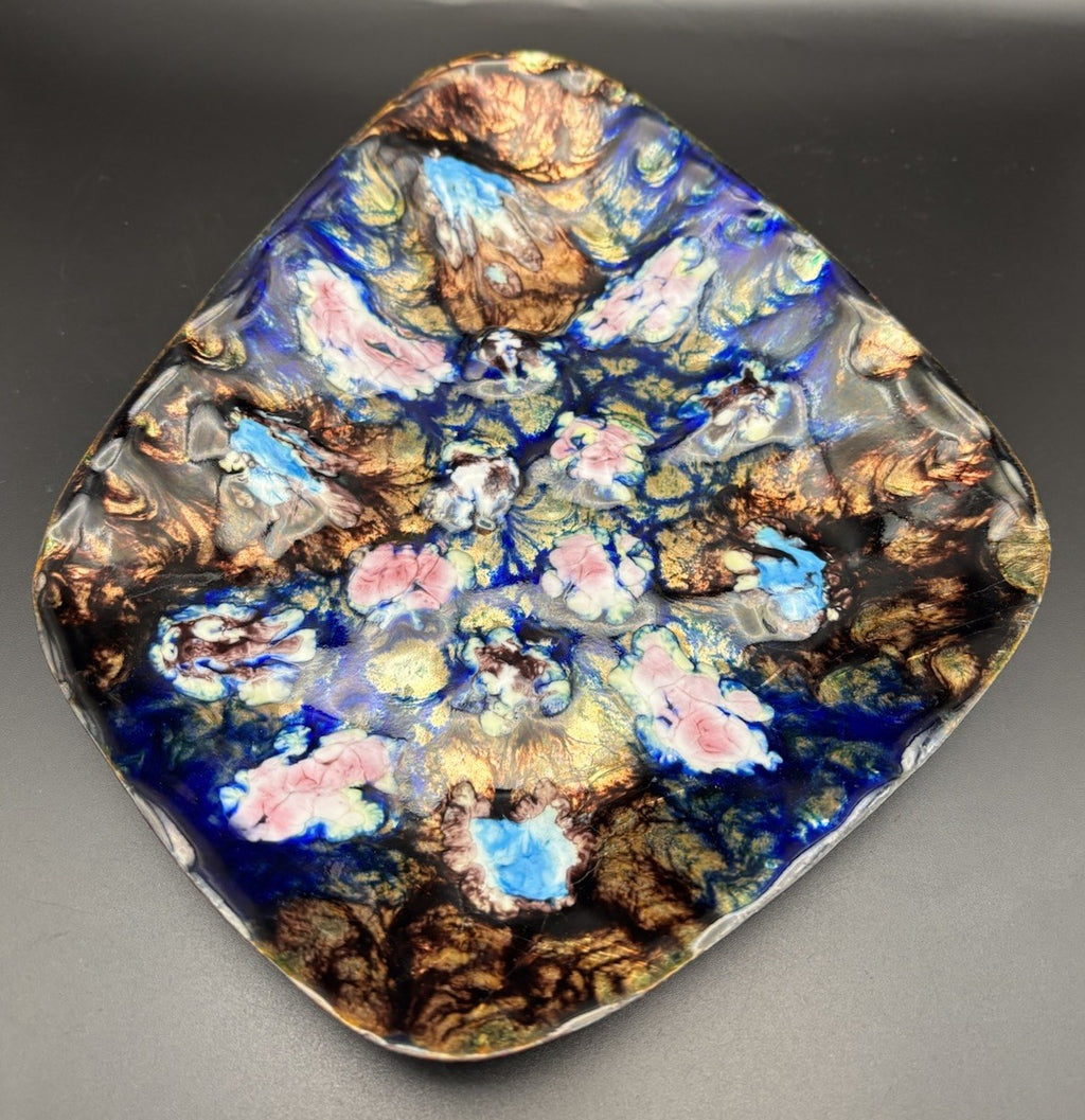 Esmaltes Garcia Enamel Copper Dish MCM Abstract Spain Vintage Art