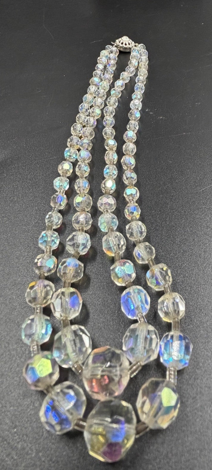 Vintage Aurora Boris Faceted Crystal AB Necklace & Earrings Set