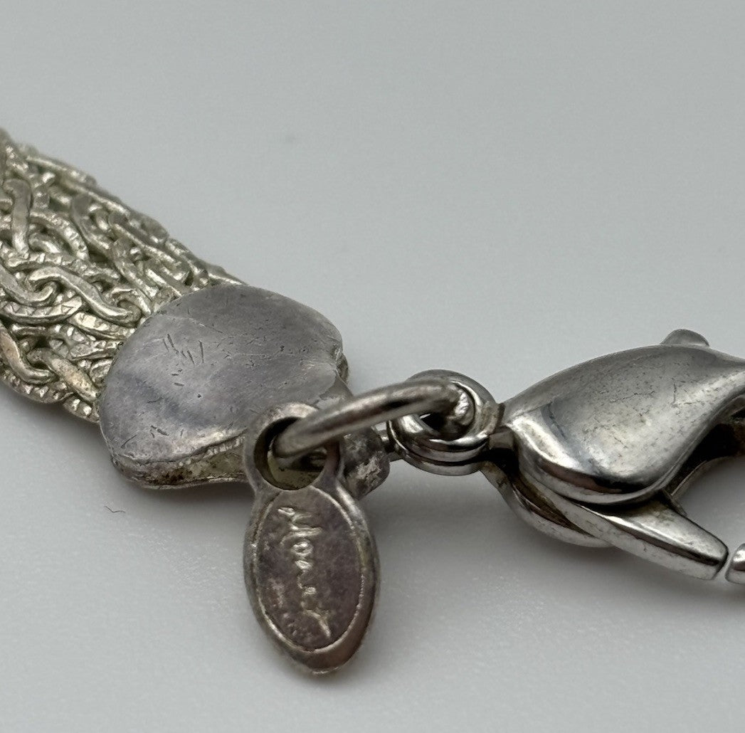 Vintage Monet Silver Tone Braided Mesh Chain Bracelet Signed Designer Jewelry
