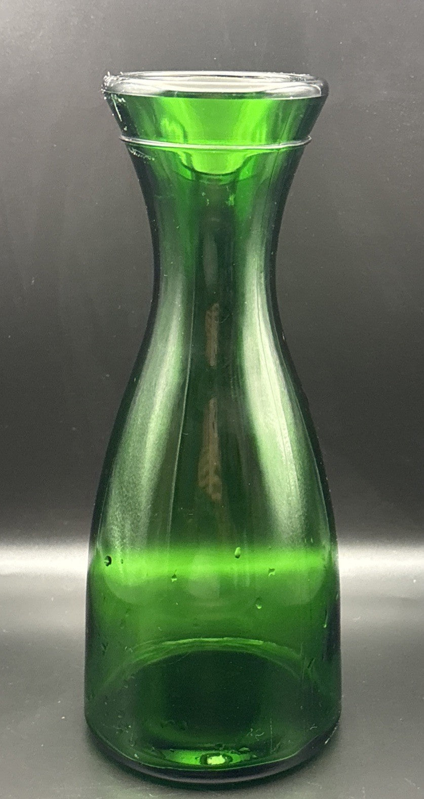 Vintage Italian Art Glass Vase Green Empoli Hand Blown Applied Prunt Mid Century