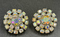 Rare Vintage Aurora Borealis Crystal Cluster Earrings Clip On Couture Statement”