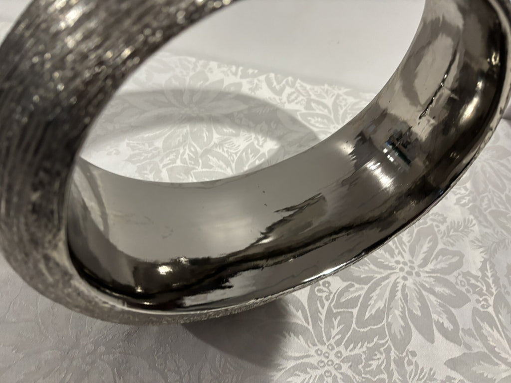 Bouclair Silver Chrome Ceramic Round Ring Sculpture Modern Table Centerpiece