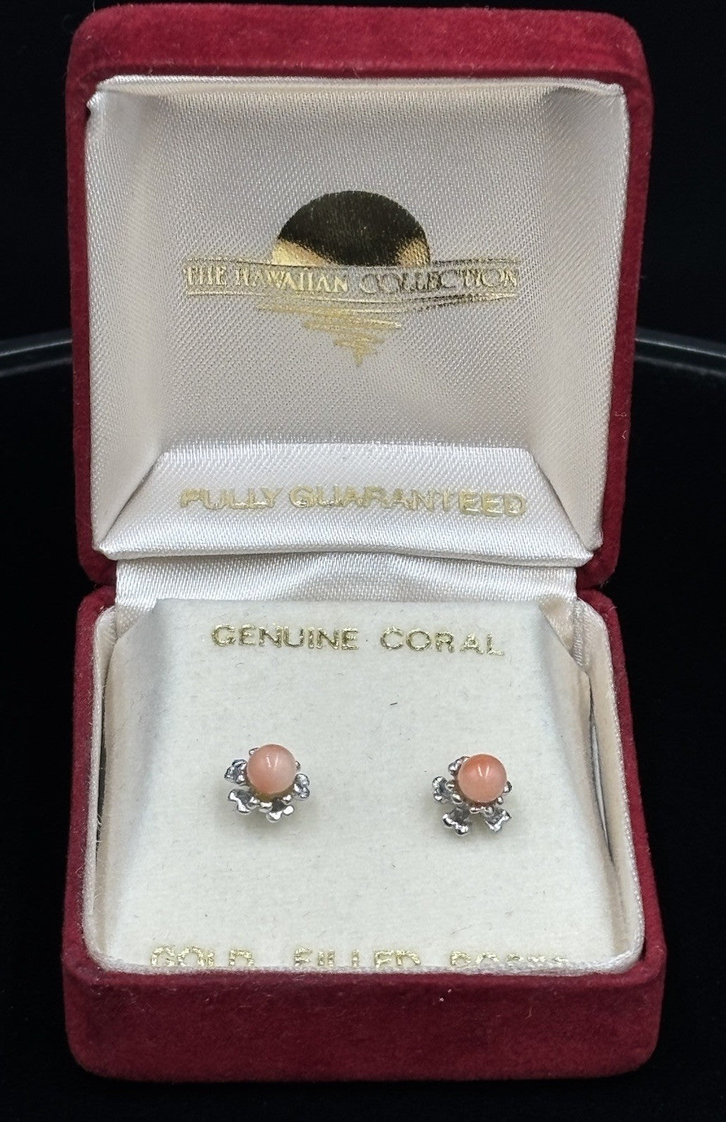 Vintage Genuine Coral Stud Earrings Gold Filled Posts Hawaiian Collection