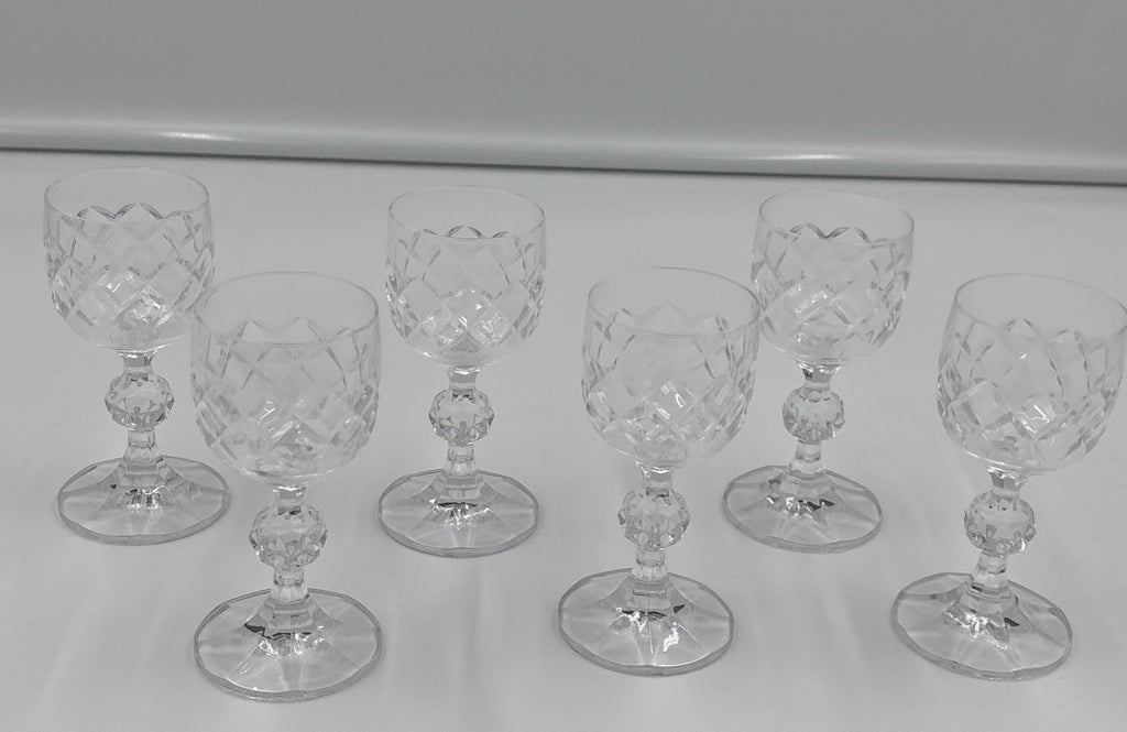 Vintage Bohemia Crystal Bristol Cut Glass Liqueur Glasses Set of 6 Boxed Czech