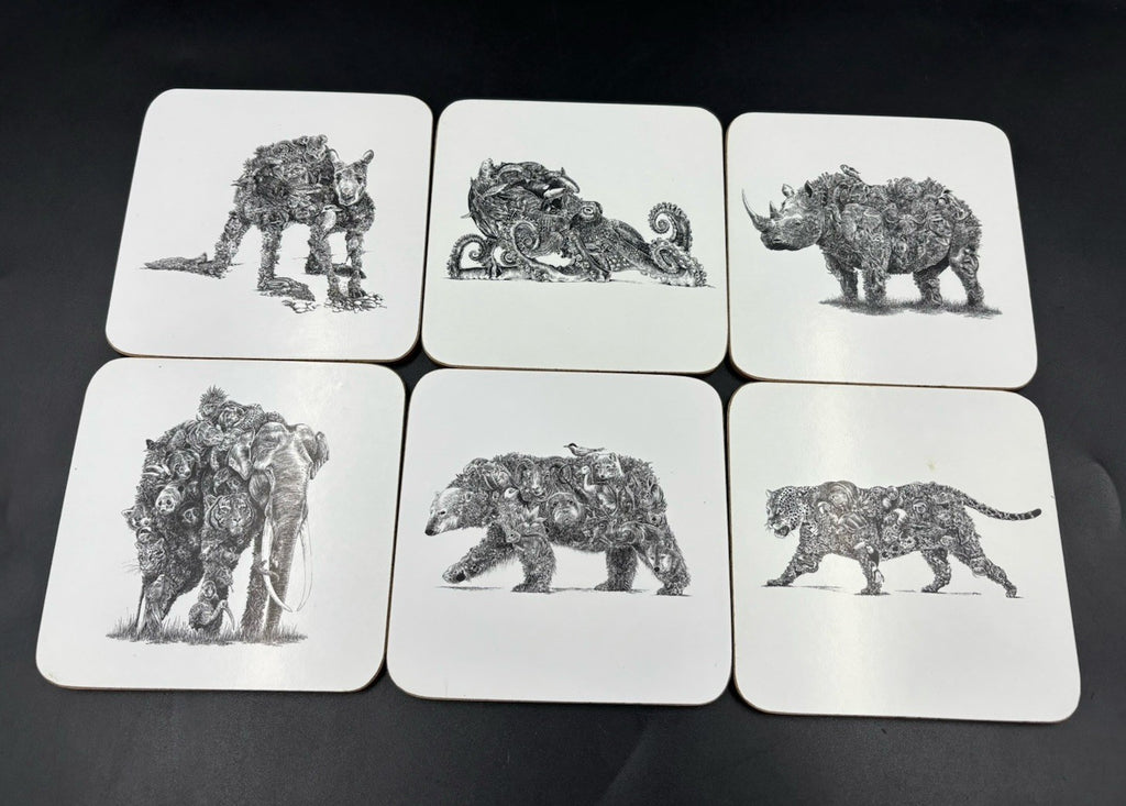 Maxwell & Williams Marini Ferlazzo Animal Earth Coasters Set 6 Boxed