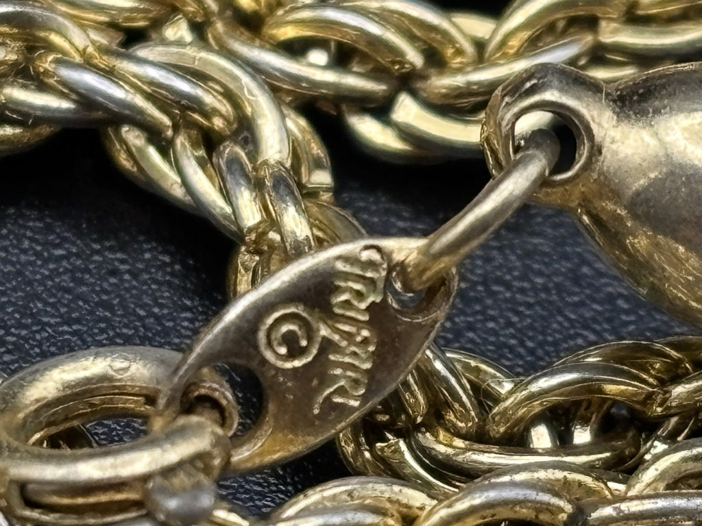 Trifari Signed Gold Tone Rope Chain Necklace Vintage