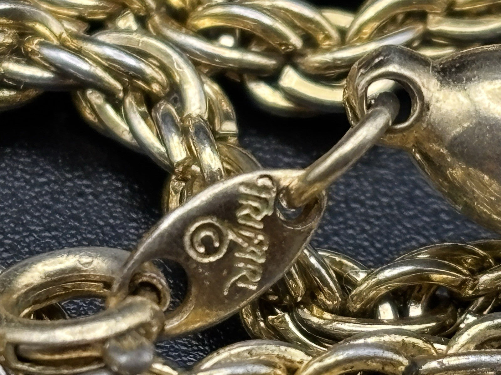 Trifari Signed Gold Tone Rope Chain Necklace Vintage