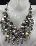 Butler and Wilson Grey Pearl Aurora Borealis Crystal Choker Necklace Statement