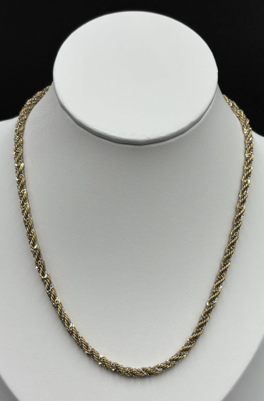 Vintage Monet Two Tone Rope Chain Choker –Signed Gold & Silver Tone Necklace