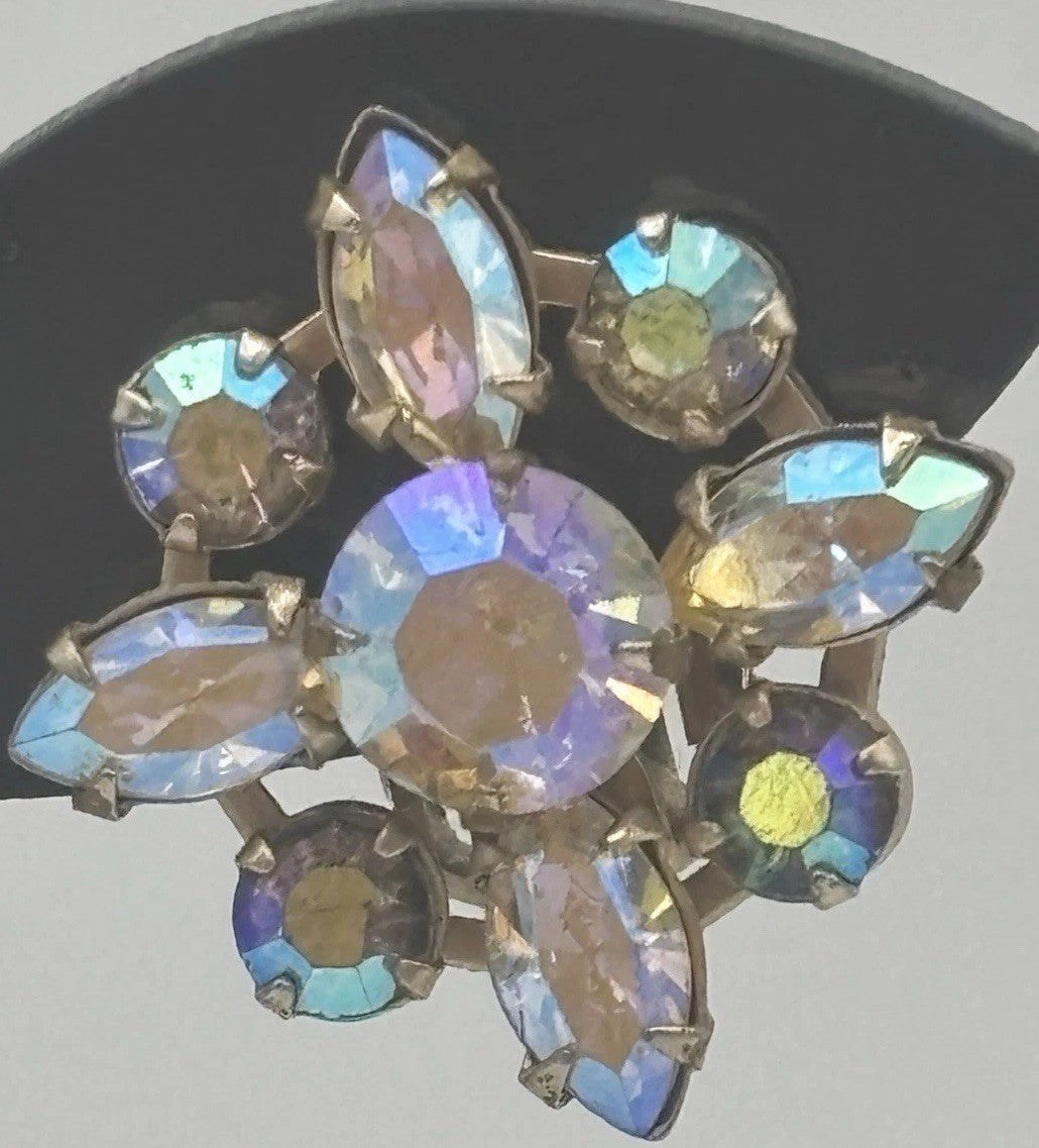 Albert Weiss AB Cluster Earrings Vintage Mid Century Rhinestone Designer Jewelry