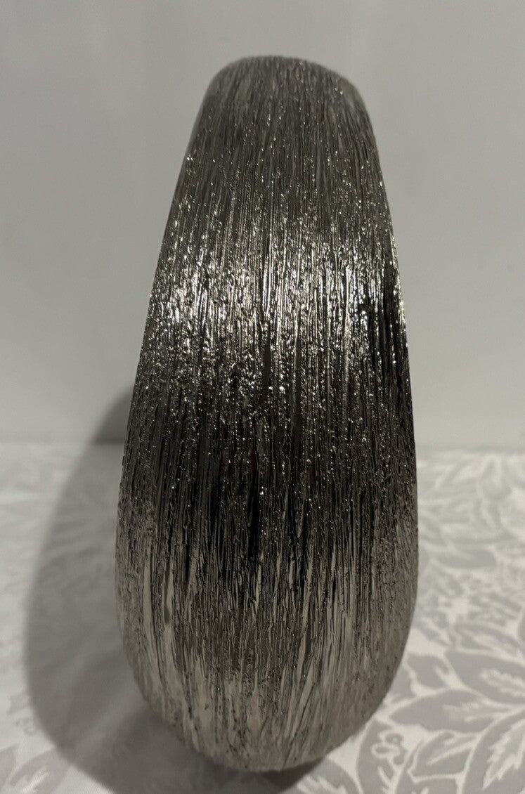 Bouclair Silver Chrome Ceramic Round Ring Sculpture Modern Table Centerpiece