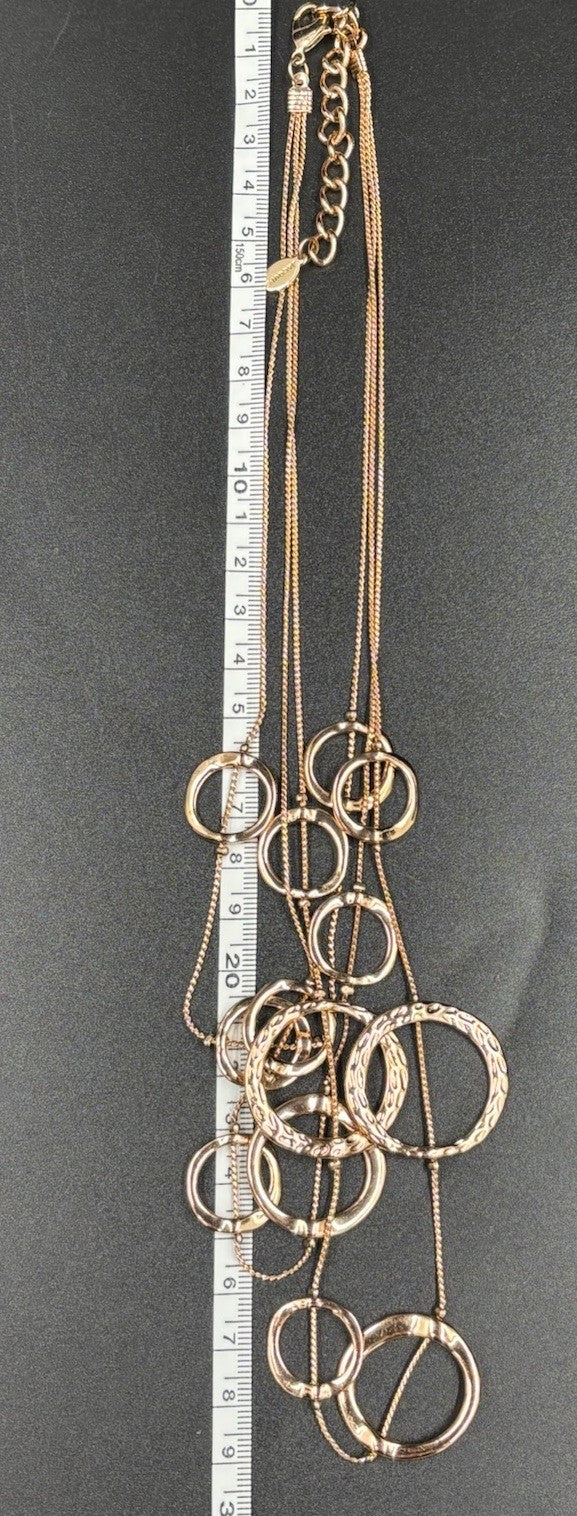 Jacqui E Silver Rose Gold Toned 3 Lays Necklace