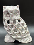 Vintage Chinese Soapstone Carved Owl Figure Pierced Sculpture Feng Shui
