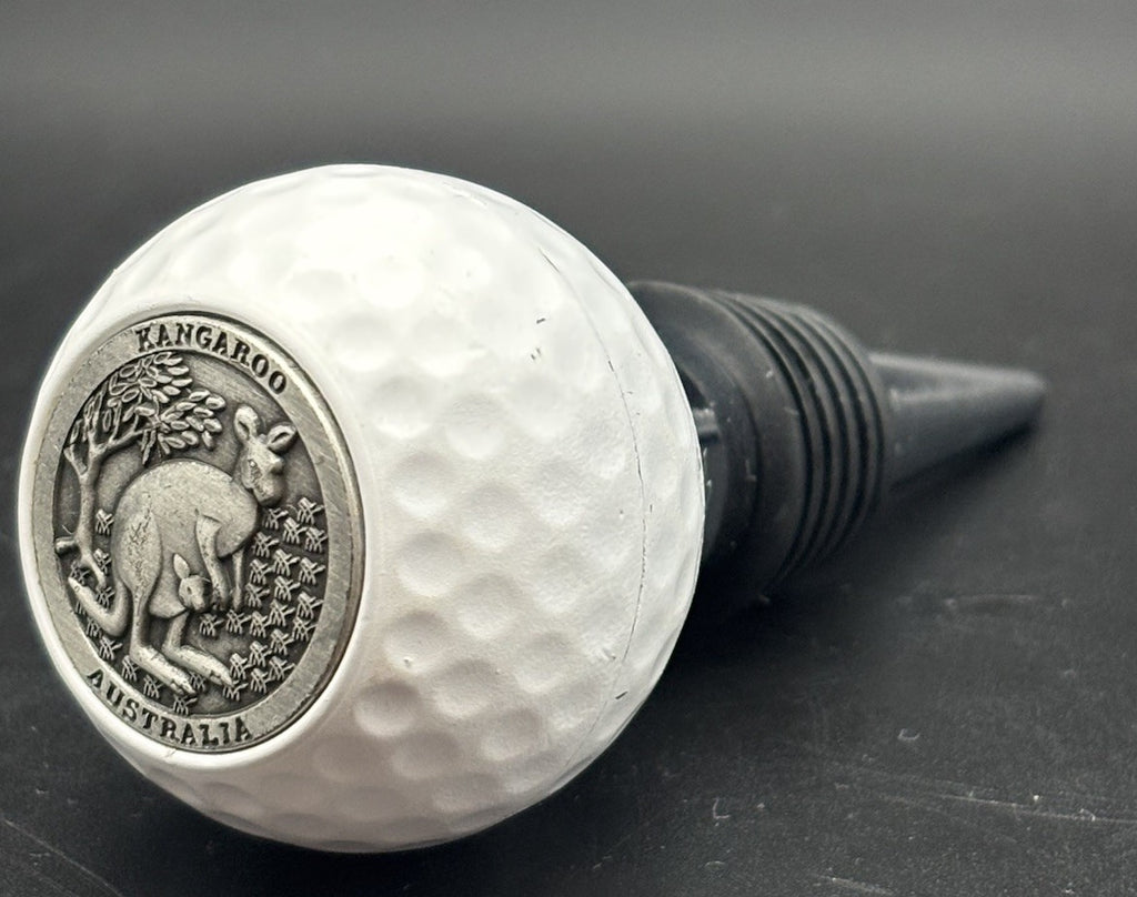 Australian Kangaroo Wine Bottle Stopper Golf Ball Barware Metal Top