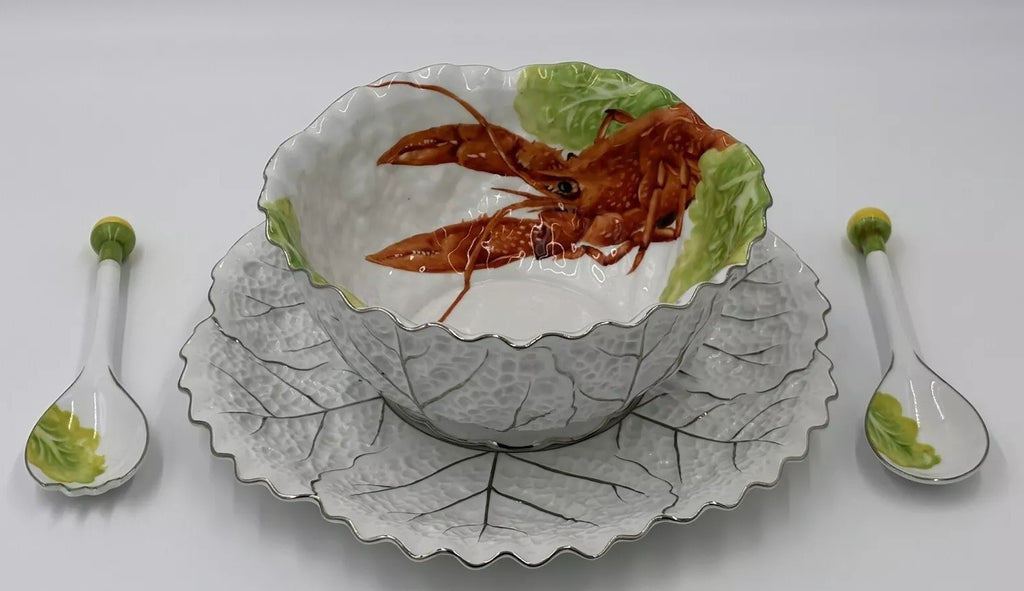 Rare Noritake Lobster Salad Bowl Set Vintage Japan Porcelain Serving Dish
