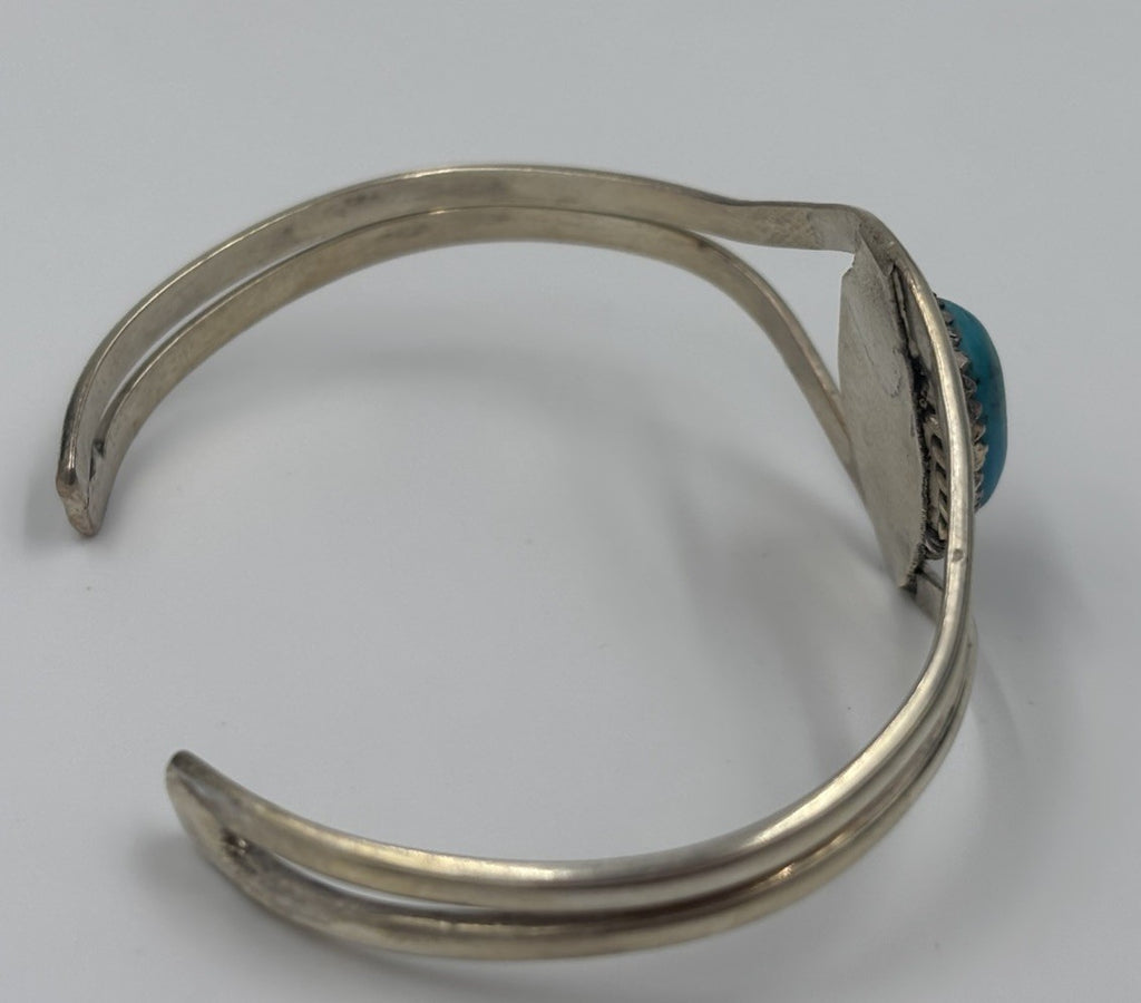 Vintage Sterling Silver Genuine Turquoise Artisan Cuff Bracelet