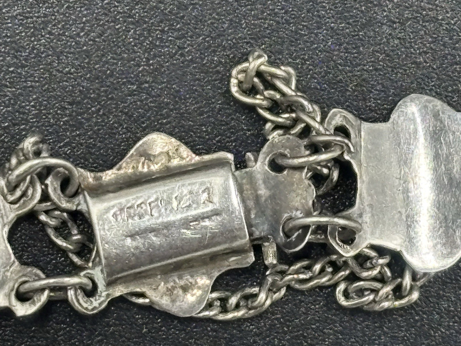 Vintage Siam Sterling Silver Niello Panel Link Bracelet