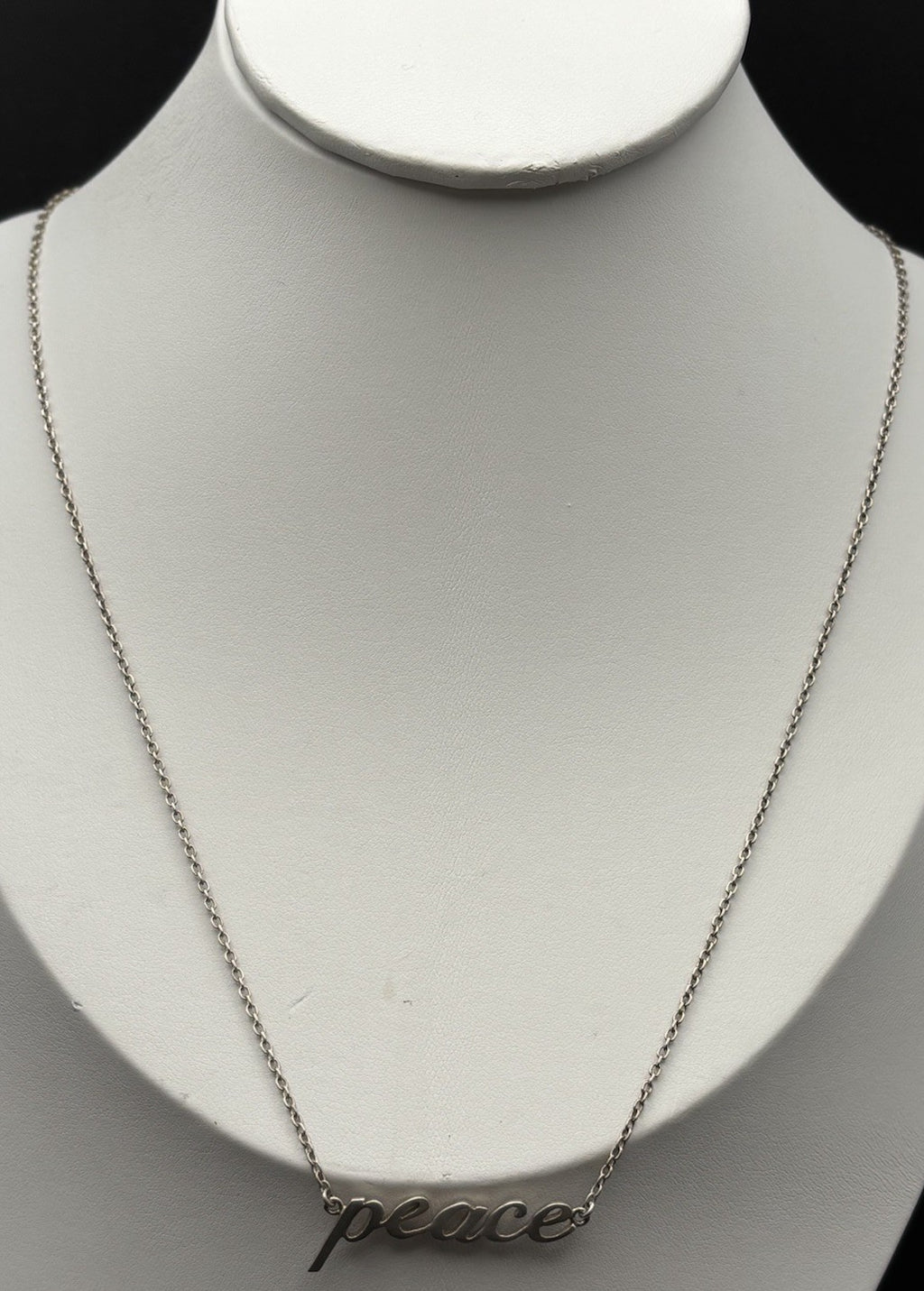 Sterling Silver 925 Peace Necklace Minimalist Script Pendant Chain