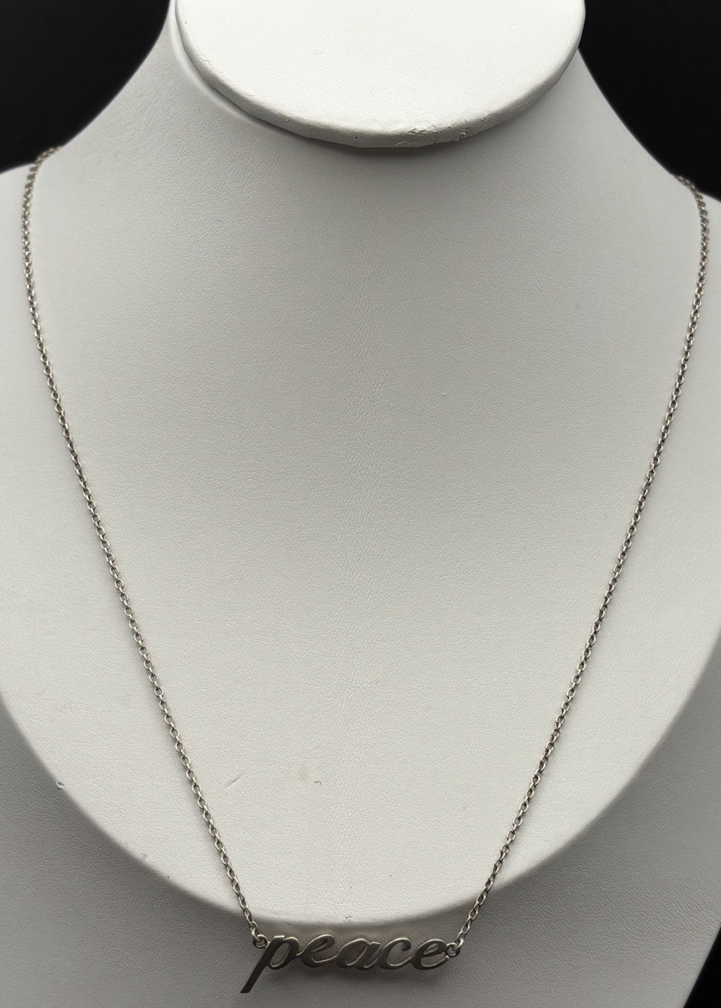 Sterling Silver 925 Peace Necklace Minimalist Script Pendant Chain