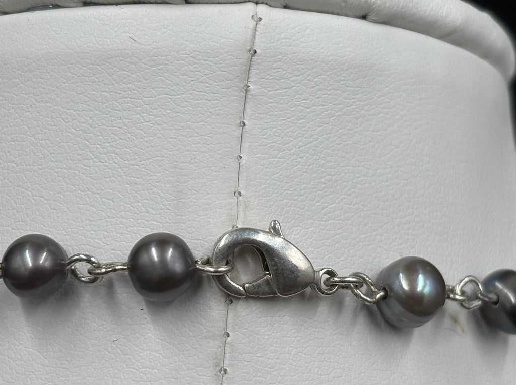 Genuine Freshwater Pearl Necklace Multi Grey Hand Linked 43cm Cultured Pearls