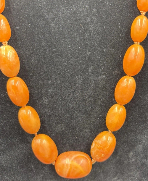 Antique 1930s Art Deco Marbled Phenolic Amber Look Graduated Necklace