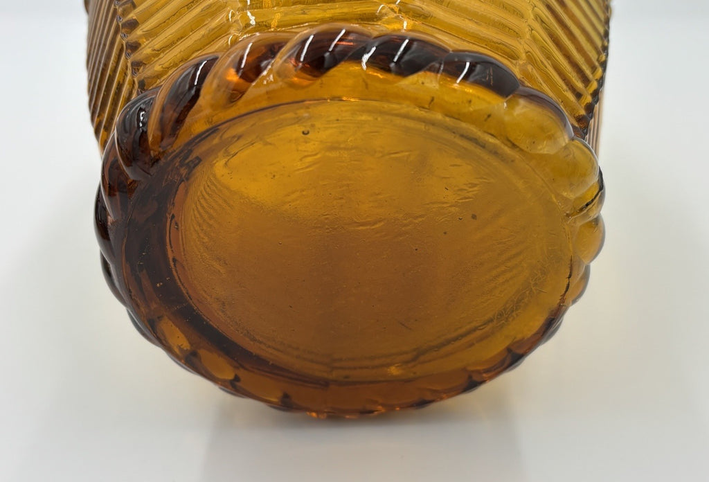 Vintage Empoli Amber Glass Decanter Tall Genie Stopper Large Statement Piece