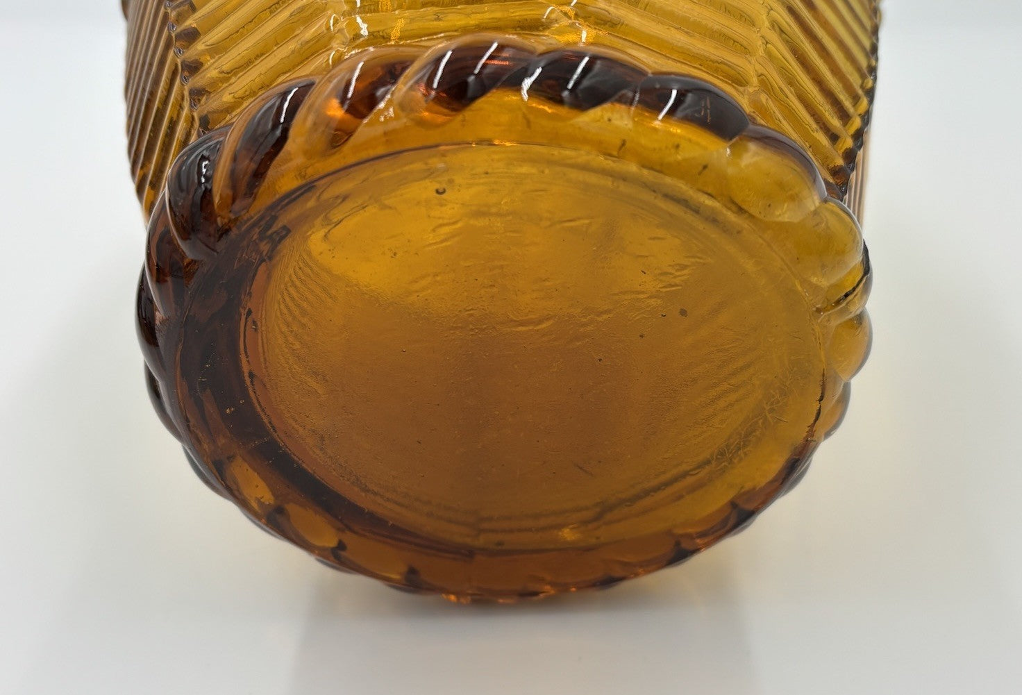 Vintage Empoli Amber Glass Decanter Tall Genie Stopper Large Statement Piece