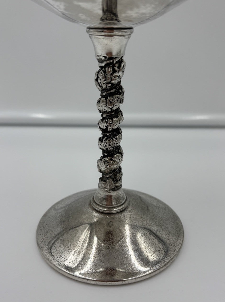 Vintage Valero Spain Silver Plated Coupe Glass Set 6 Twisted Stem Dessert