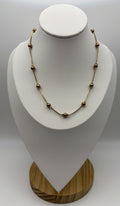 Vintage Monet Gold Tone Bead Station Necklace Signed Adjustable Snake Chain 48cm