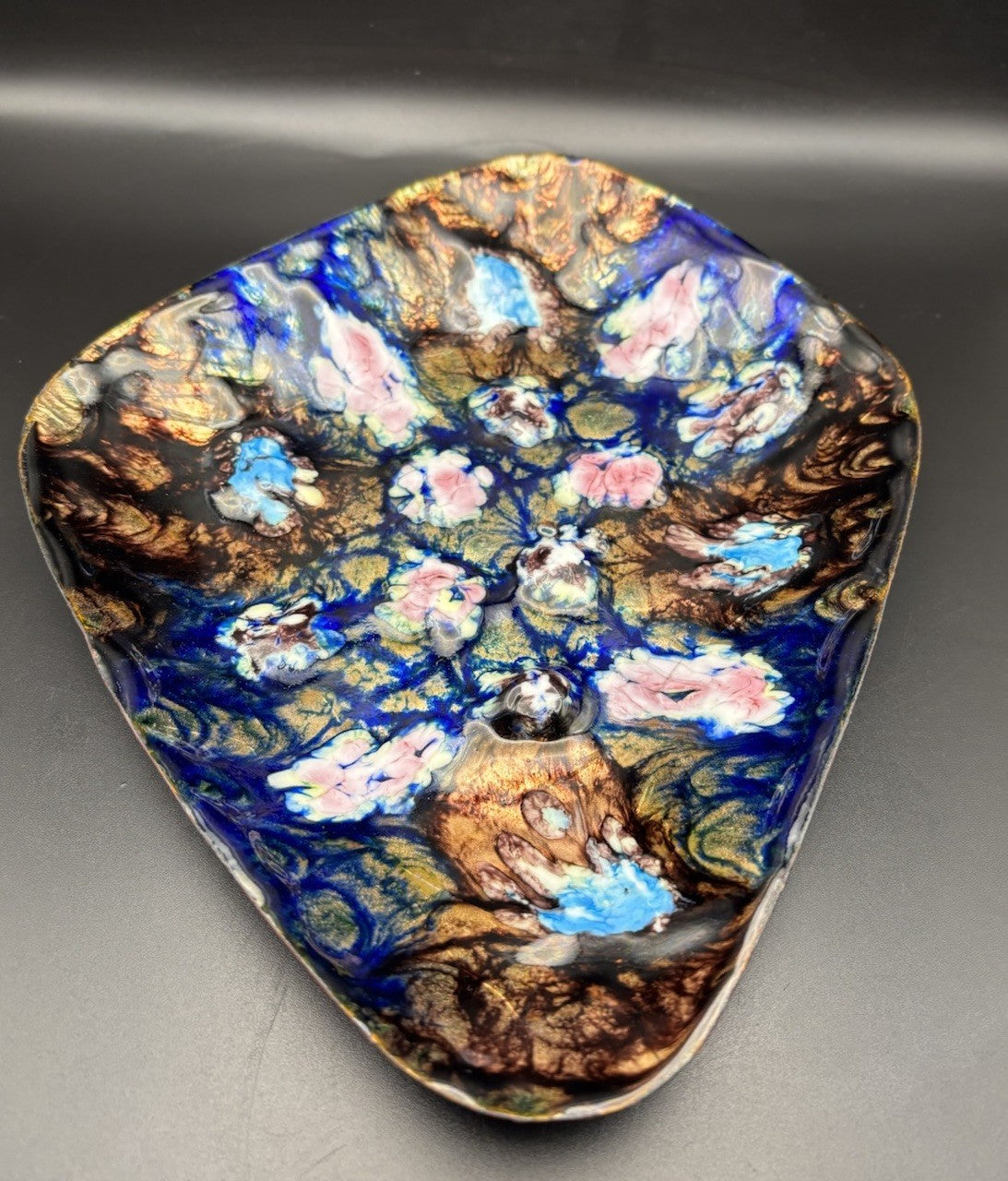 Esmaltes Garcia Enamel Copper Dish MCM Abstract Spain Vintage Art