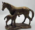 Vintage Leonardo Bronzed Mare & Foal Horse Sculpture Equestrian Figurine