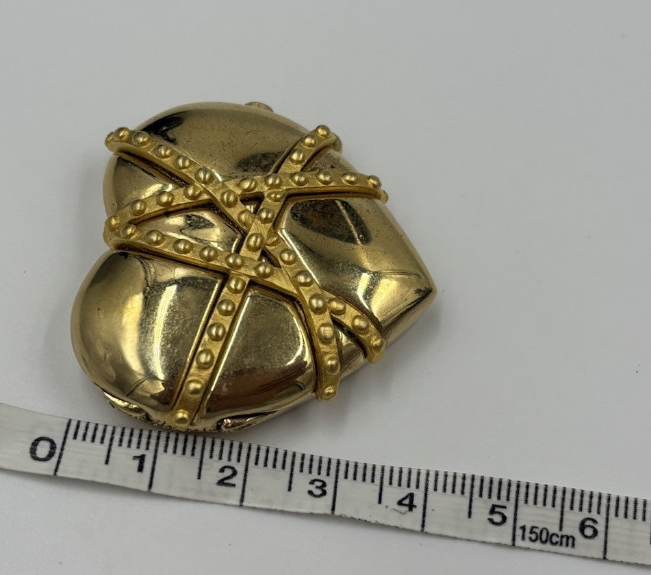 Vintage Estée Lauder Heart Solid Perfume Compact Gold Tone Signed