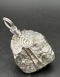 Vintage Natural Raw Pyrite Crystal Nugget Wire Wrapped Pendant Mineral Specimen