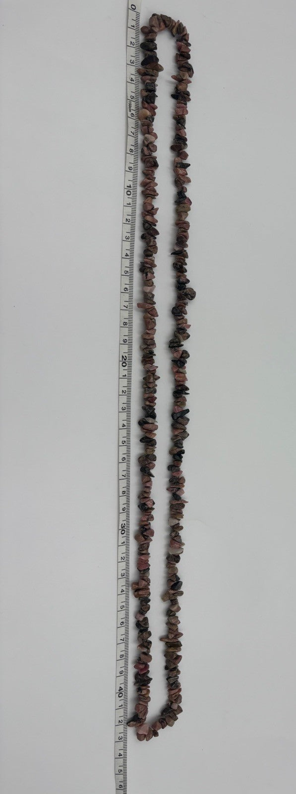 Natural Rhodonite Chip Bead Necklace Pink Black Gemstone Strand