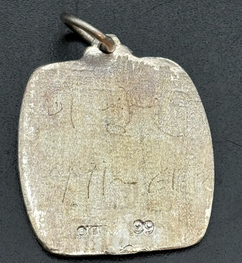 Vintage Asian 99 Silver Enamel Girl Pendant Thai Souvenir Charm