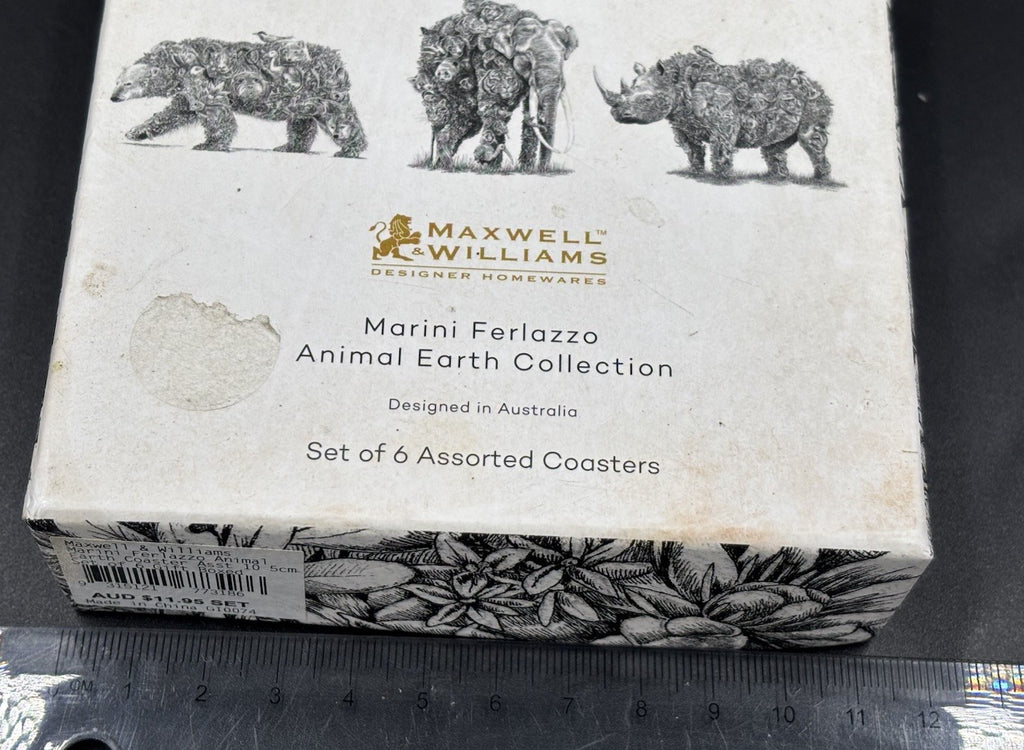 Maxwell & Williams Marini Ferlazzo Animal Earth Coasters Set 6 Boxed