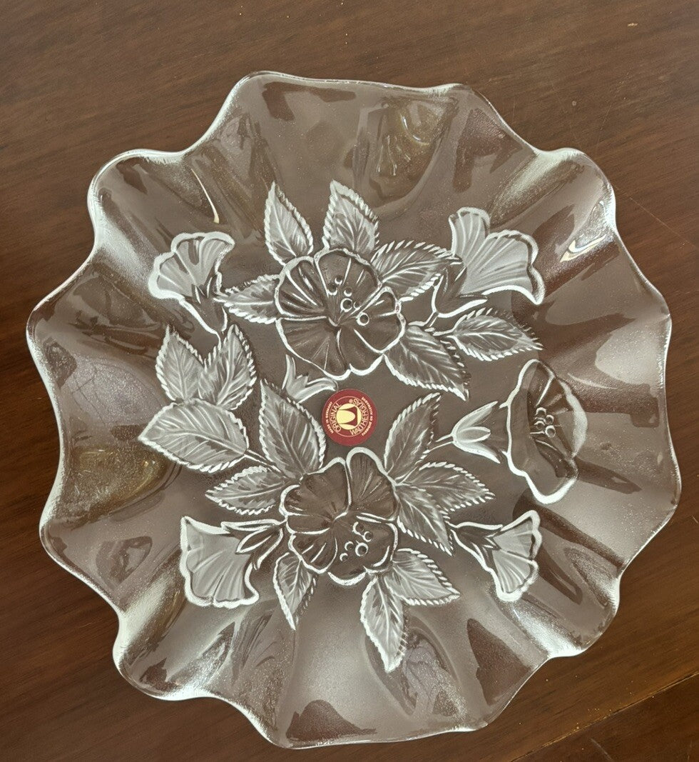 Vintage Walther Glass Mikasa Germany Flower Serving Bowl Candy Dish