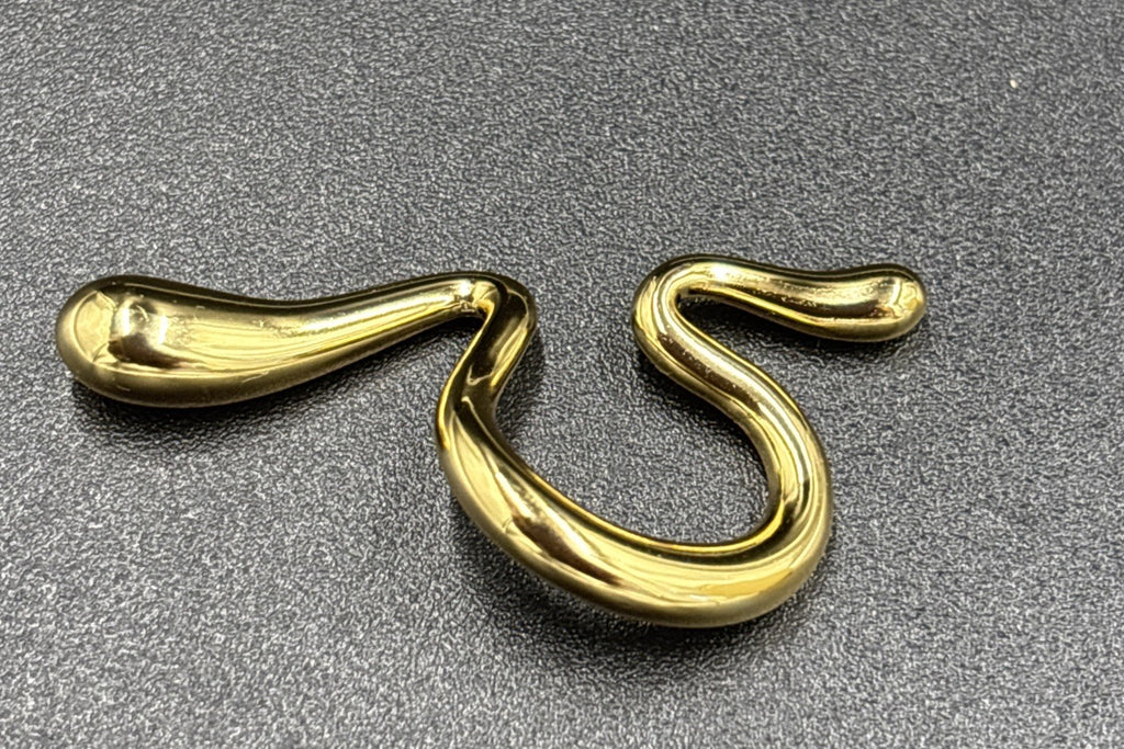 Vintage Modernist Gold Tone Ear Cuffs Pair Sculptural Molten Statement Jewelry