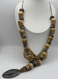 Antique Attributed Tibetan Style Skull Mala Necklace Carved Bone