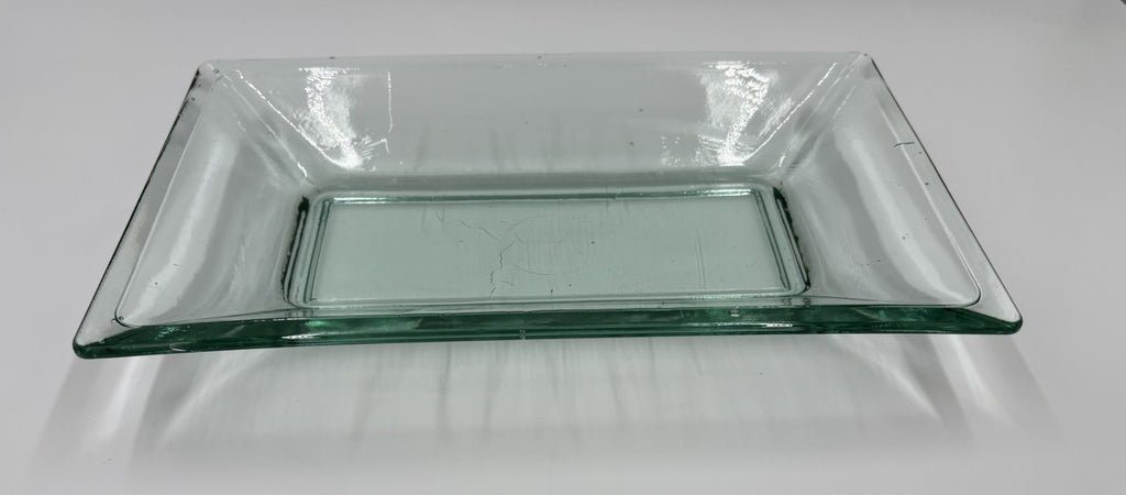 Vintage Heavy Italian Style Art Glass Centrepiece Bowl Tray Green Tint