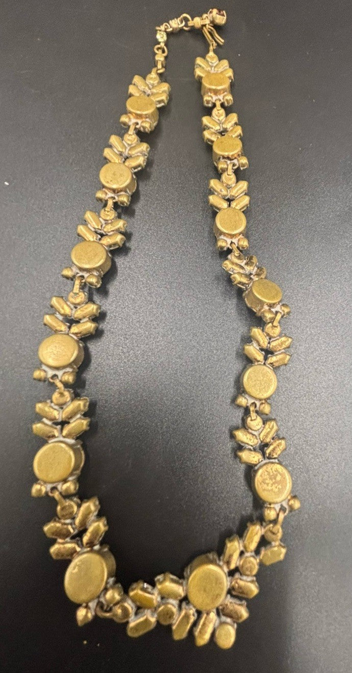 Rare Signed Austria Crystal Choker Necklace Amber Champagne Green Vintage